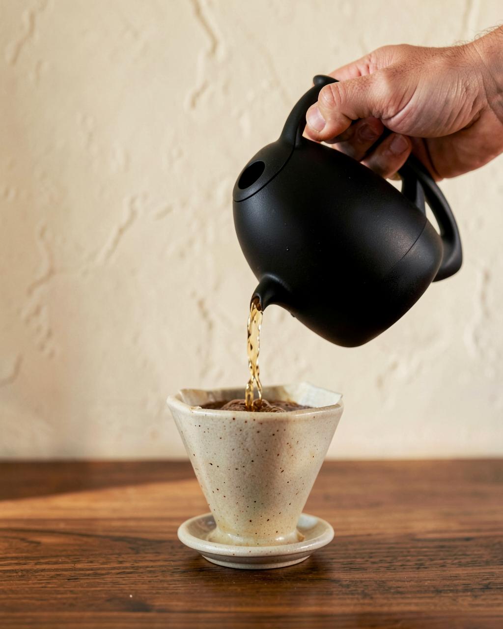 Coffee being carefully prepared by hand